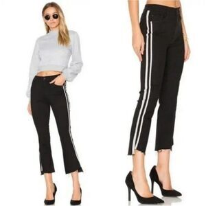 MOTHER Insider Crop Step Fray Jeans In Black Guilty Racer Size 25